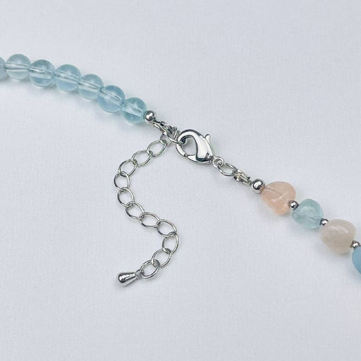 Колье из Аквамарина, Морганита и Розового кварца 42 см +