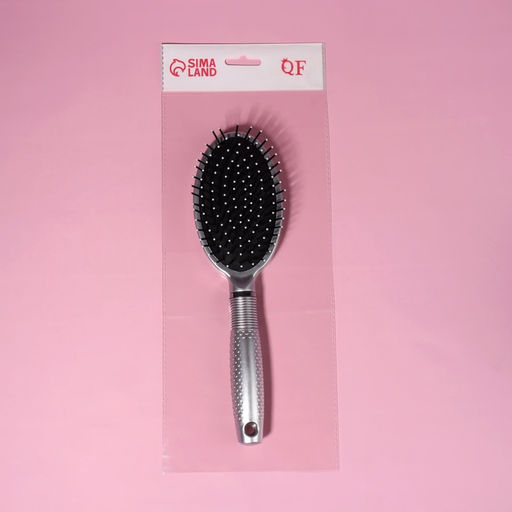 Расчёска массажная, 8×25 (±1) см, серебристая