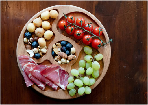 Менажница круглая 5-х секц. "Аэро" d=25*1.8 см (береза, масло) арт. 2602525/818