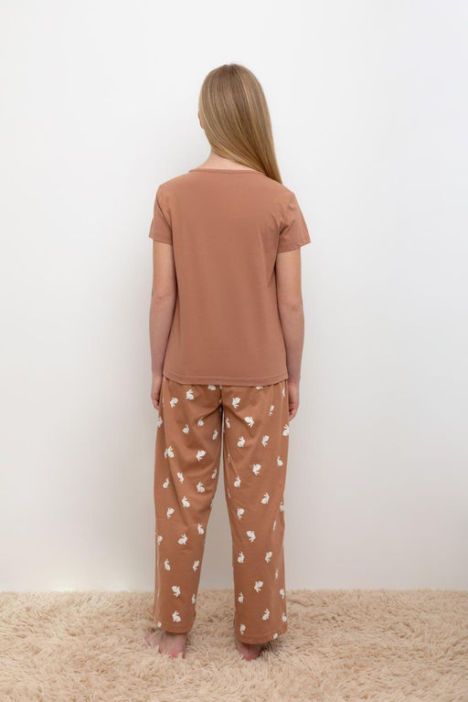 Crockid _ КБ 2827/кофейный мусс,белый кролик пижама для дев