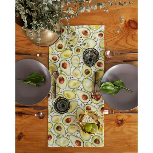 Цена за 2 шт. Дорожка на стол Этель Avocado 30×70 см, 100% хлопок, саржа 190 г/м², белая/зелёная
