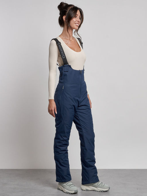 Полукомбинезон с высокой посадкой женский зимний темно-синего цвета 7605TS - Colannia фото 4