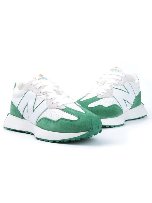 03-A327-17 WHITE/GREEN Кроссовки мужские (натуральная замша, искусственная кожа) - Фабричный китай фото 3