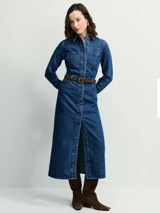 ДЖИНСОВОЕ ПЛАТЬЕ МИДИ НА ПУГОВИЦАХ / Zarina