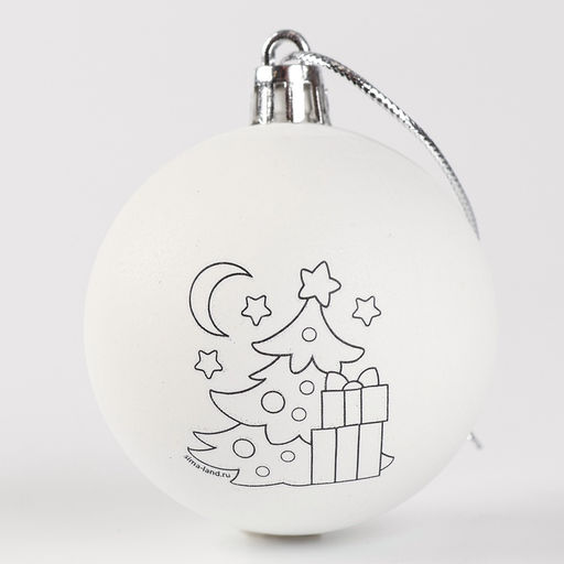 Ёлочное украшение под раскраску на новый год «Ёлочка», d=5.5 см, набор для творчества
