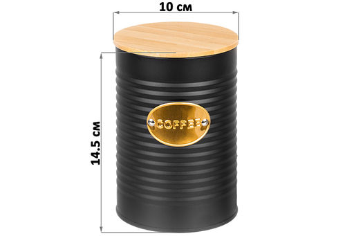 Набор банок д/сыпучих продуктов 3 пр. 900 мл 10*10*14,5 см "Tea, coffee, sugar" черный с бамбук.крыш