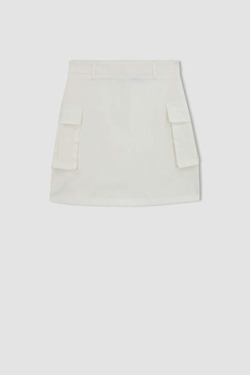 Мини-юбка из габардина с нормальной талией и вырезом - Defacto фото 9