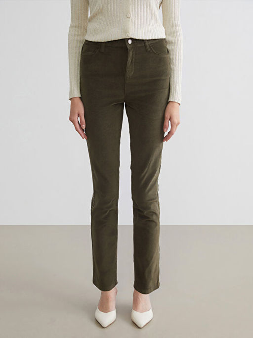 Dar Fit Kadife Kad?n Pantolon