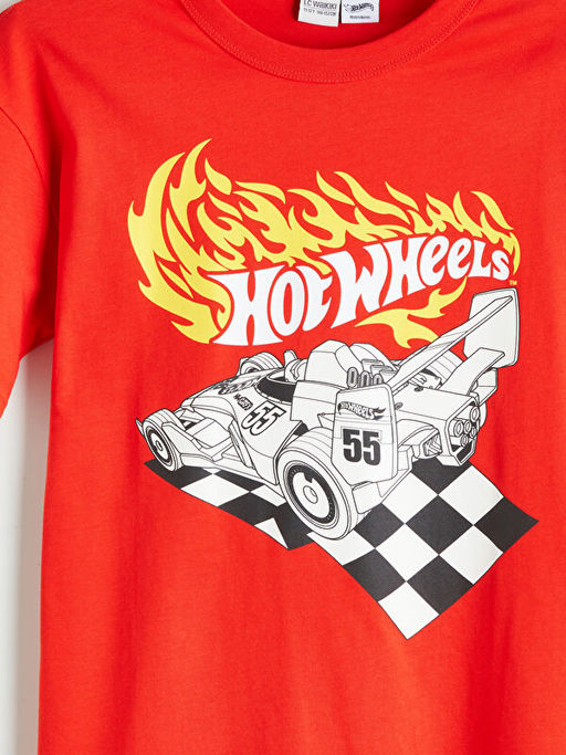 Bisiklet Yaka Hot Wheels Bask?l? Erkek ?ocuk Ti??rt