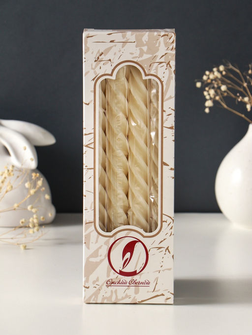 Набор свечей витых, 2.3×24.5 см, 5 ч, 50 г, 4 шт., слоновая кость