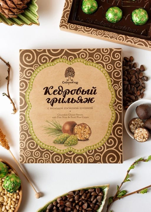 Кедровый грильяж с сосновой шишкой, 120 г  5 коробок - Сибирский кедр фото 2