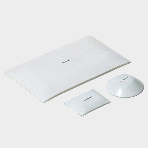 Набор для суши Доляна Марбл белый, 3 предмета: соусники 8?2 см, 8?6 см, подставка 25?15?2 см, стекло