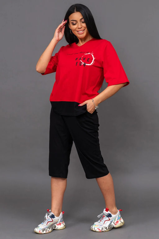 Костюм женский, цвет черный красный