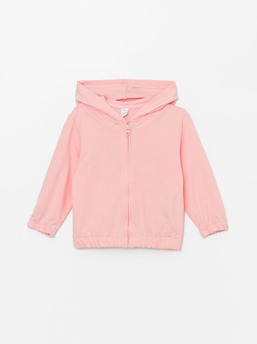Kap??onlu Uzun Kollu K?z Bebek Fermuarl? Sweatshirt