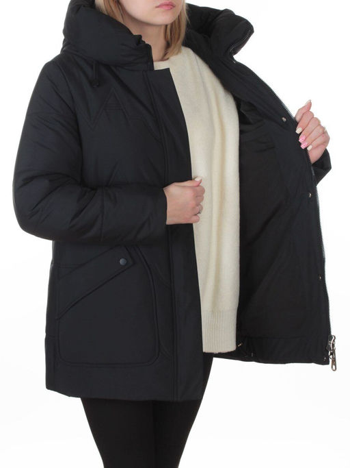 A-826 BLACK Куртка зимняя женская (верблюжья шерсть, 120 гр. холлофайбер)