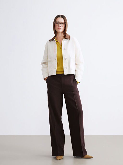 Kontrast Yaka Oversize Kad?n Ceket