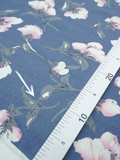 Теплый хлопок Цветущая магнолия цв.джинсовый, СОРТ2, ш.1.45м, хлопок-100%, 150гр/м.кв - Купава фото 8