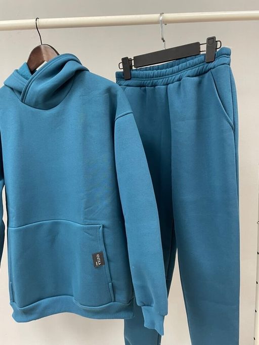 утепленный костюм футер 3хнитка начес, самое высокое качество пенье, петроль - Knitka wear фото 2