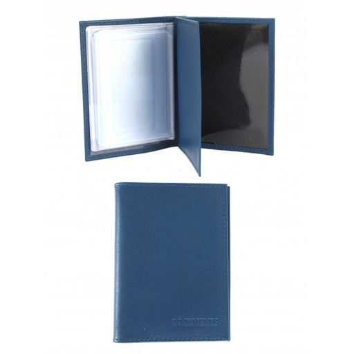 Обложка для авто+паспорт-Croco-ВП-102 натуральная кожа синий бергамо (47) 265085