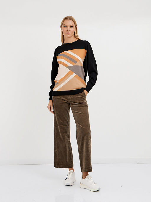 джемпер женский из вискозы в черном цвете с ярким принтом - Glenfield фото 2