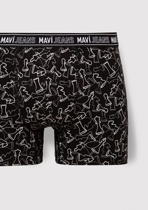 Satranc Bask?l? Siyah Boxer - Mavi фото 2