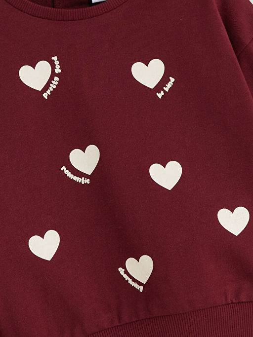 Bask?l? K?z ?ocuk Sweatshirt ve Tayt Pantolon 2li