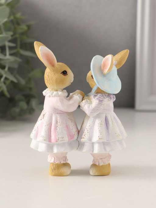 Фигурка полистоун «Зайки-сестрицы», сиренево-розовый 8.5×4.5×11.5 см