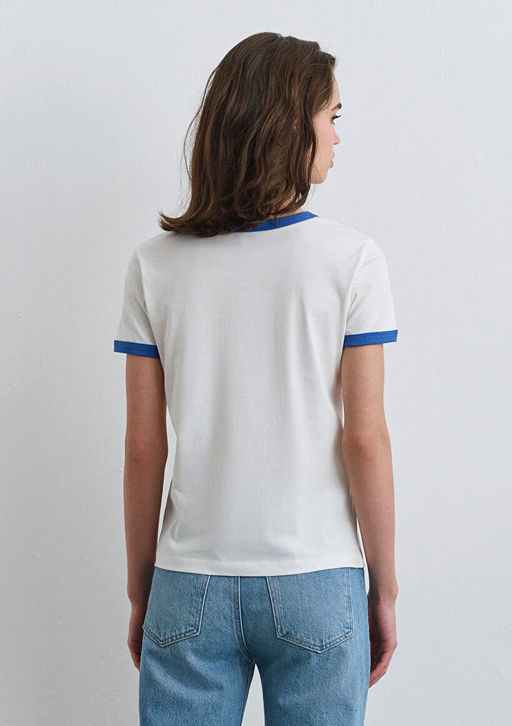 SF California Bask?l? Mavi Biyeli Beyaz Tisort фото 3