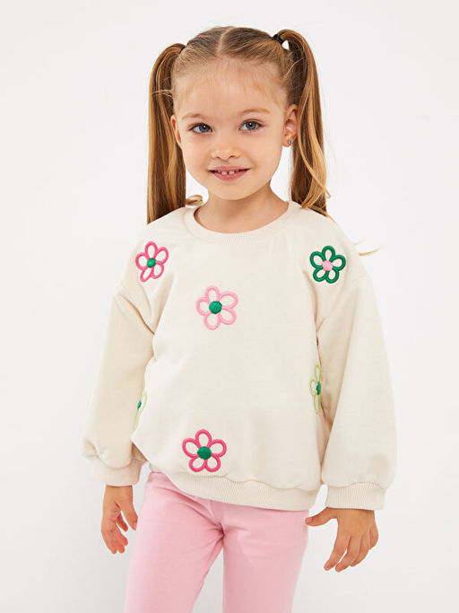 Bisiklet Yaka K?z Bebek Sweatshirt