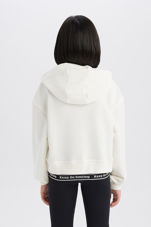 Relax Fit Kap__onlu Bask_l_ Sweatshirt K_z _ocuk - Defacto фото 8