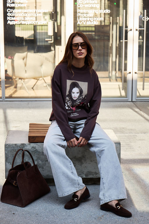 Лонгслив оверсайз с принтом