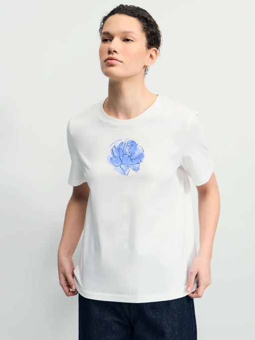 Футболка из хлопка с принтом / Zarina фото 3