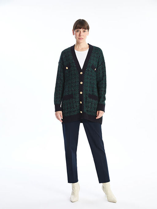 V Yaka Ekose Kad?n Triko H?rka