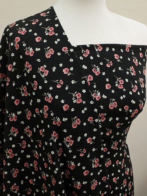 Мерный лоскут(ткань в отрезах)- Штапель Алетта цв.черный, ш.1.45м, вискоза-100%, 100гр/м.кв - Купава фото 2