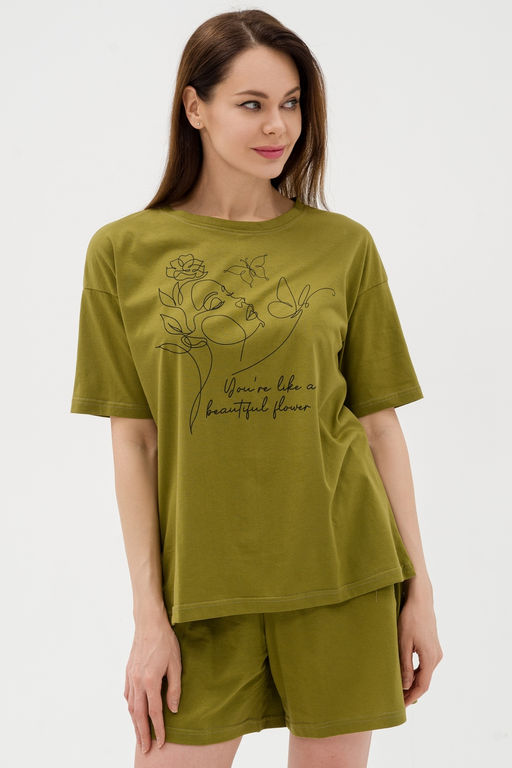 Костюм женский из кулирки Дива хаки - Амадэль фото 37