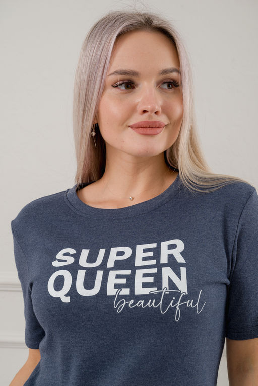 Пижама женская из бридж и футболки из интерлока Королева индиго меланж