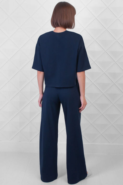 Арт 10804/4 Домашний костюм с брюками 44-52 (5 шт) Цвет:верх-темно-синий, низ-темно-синий