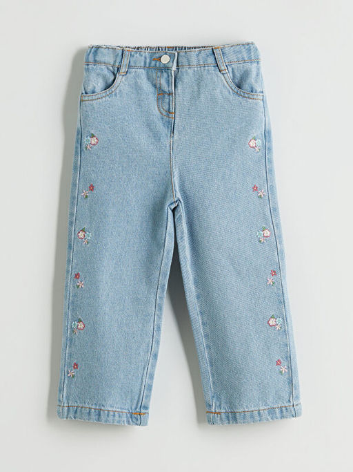 ?i?ek Nak??l? K?z ?ocuk Jean Pantolon