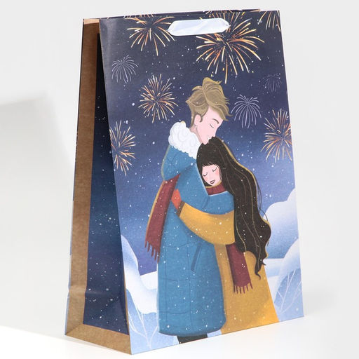 Пакет крафтовый вертикальный Тепло рядом, L 31 40 11.5 см - Дарите счастье фото 2