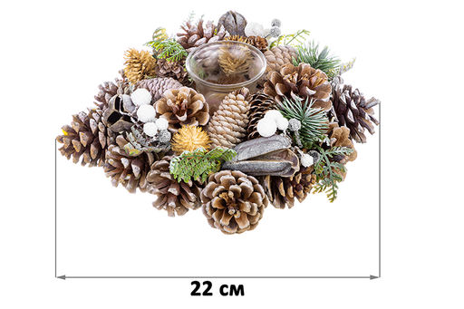 Новогоднее украшение подсвечник 22*22*8 см Снежный лес на 1 свечу, круг - Elan gallery фото 2