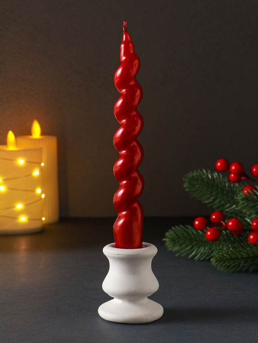 Цена за 2 шт. Свеча витая LUXURY, 25×170 мм, лакированная, красная