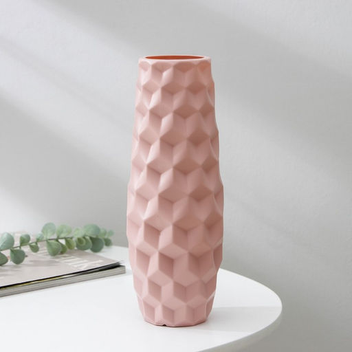 Ваза для цветов, пластик 7?6.5?26 см, 1.3 л, розовая