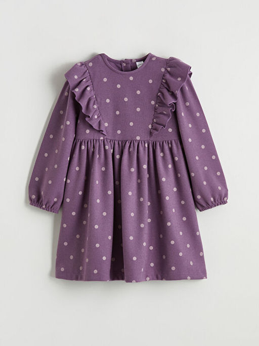 Bisiklet Yaka Puantiyeli K?z ?ocuk Elbise