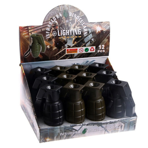 Цена за 12 шт. Лазер-фонарик бинокль на подвеске Граната, МИКС