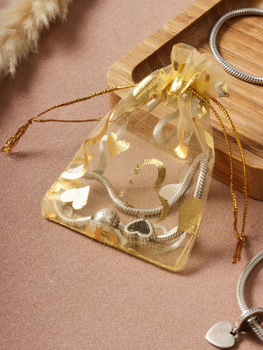 Набор мешочков подарочных «Сердечки», 100 шт. 7×9 см, цвет золотой