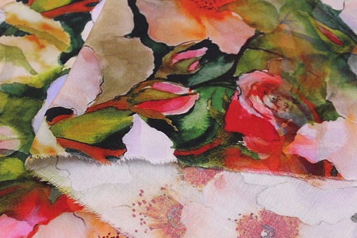 Штапель Премиум (Digital) Урсула цв.красный, ш.1.45м, вискоза-100%, 100гр/м.кв - Купава фото 6