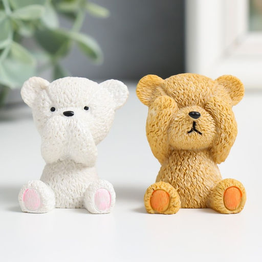 Цена за 4 шт. Фигурка полистоун «Мишка: не слышу, не вижу, не скажу», 4×2.5×3 см, МИКС