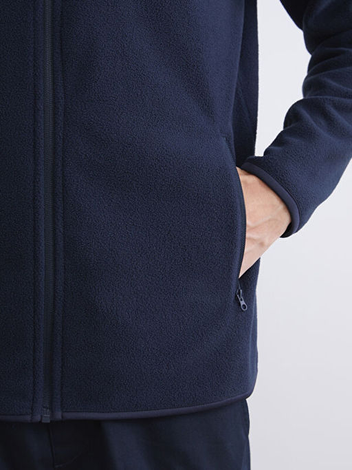 Dik Yaka Uzun Kollu Polar Erkek Fermuarl? Sweatshirt