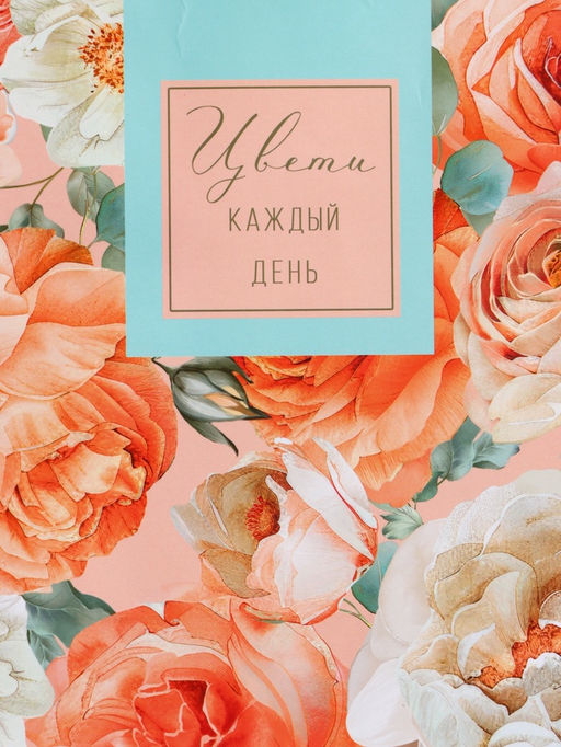Пакет подарочный ламинированный «Цвети каждый день», бирюзовый с розовым, 18×22.3×10 см