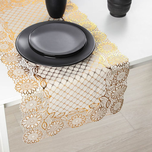 Салфетка ажурная для стола Букет, 8440 см, ПВХ, цвет золото - Simaland фото 2